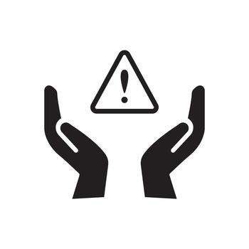 Installation and support icon, flat design best vector icon.Exclamation sign on the palm vector icon