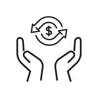 cash back icon, return money, cash back rebate, thin line web symbol on white background vector