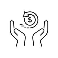 cash back icon, return money, cash back rebate, thin line web symbol on white background vector