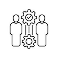 team interaction and management icon with workers vector