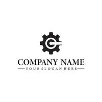 Letter c combination gear logo design vector