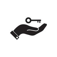 Hand with a key. Vector icon.