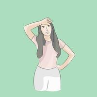 Woman feeling tired fatigue after activity need rest vector