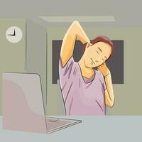 Girl felling tired doing activities need to rest vector