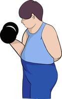 drawing of a fat man exercising healthy body vector