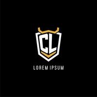 Initial CL geometric shield esport logo monogram design style vector