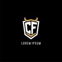 Initial CF geometric shield esport logo monogram design style vector