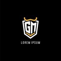 Initial GM geometric shield esport logo monogram design style vector