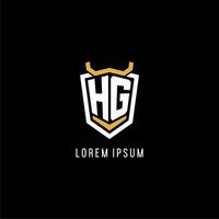 Initial HG geometric shield esport logo monogram design style vector