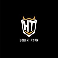 Initial HT geometric shield esport logo monogram design style vector