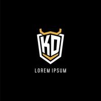 Initial KD geometric shield esport logo monogram design style vector