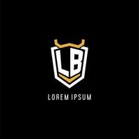 Initial LB geometric shield esport logo monogram design style vector