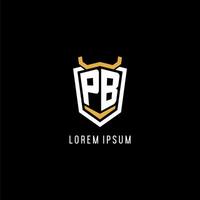 Initial PB geometric shield esport logo monogram design style vector