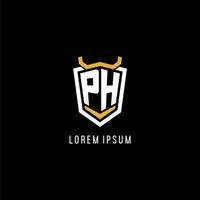 Initial PH geometric shield esport logo monogram design style vector