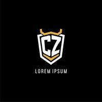 Initial CZ geometric shield esport logo monogram design style vector