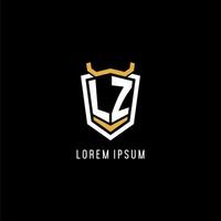 Initial LZ geometric shield esport logo monogram design style vector