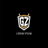 Initial GZ geometric shield esport logo monogram design style vector