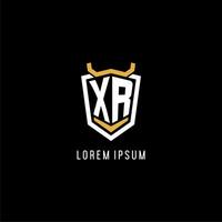 Initial XR geometric shield esport logo monogram design style vector