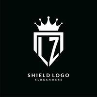 Letter LZ logo monogram emblem style with crown shape design template vector