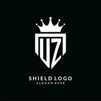 Letter UZ logo monogram emblem style with crown shape design template vector