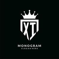 Letter XI logo monogram emblem style with crown shape design template vector