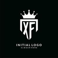 Letter XF logo monogram emblem style with crown shape design template vector