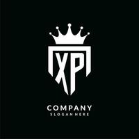 Letter XP logo monogram emblem style with crown shape design template vector