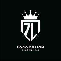 Letter ZL logo monogram emblem style with crown shape design template vector