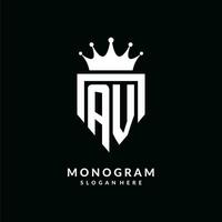 Letter AV logo monogram emblem style with crown shape design template vector