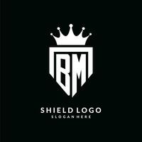 Letter BM logo monogram emblem style with crown shape design template vector