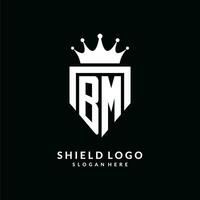 letra bm logo monograma emblema estilo con corona forma diseño modelo vector