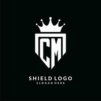 Letter CM logo monogram emblem style with crown shape design template vector