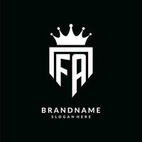 Letter FA logo monogram emblem style with crown shape design template vector