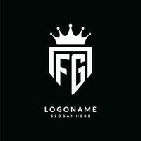 Letter FG logo monogram emblem style with crown shape design template vector