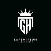 letra gh logo monograma emblema estilo con corona forma diseño modelo vector