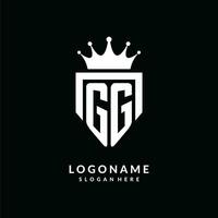 Letter GG logo monogram emblem style with crown shape design template vector