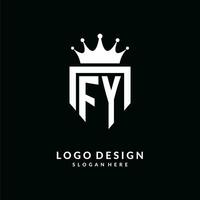 Letter FY logo monogram emblem style with crown shape design template vector