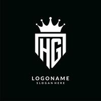 Letter HG logo monogram emblem style with crown shape design template vector