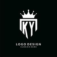 Letter KY logo monogram emblem style with crown shape design template vector