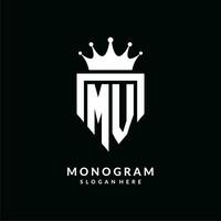 Letter MV logo monogram emblem style with crown shape design template vector