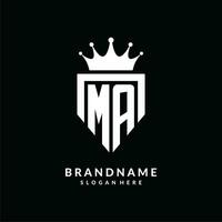 Letter MA logo monogram emblem style with crown shape design template vector