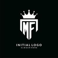 Letter MF logo monogram emblem style with crown shape design template vector