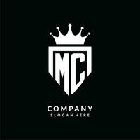 Letter MC logo monogram emblem style with crown shape design template vector