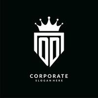 Letter OD logo monogram emblem style with crown shape design template vector