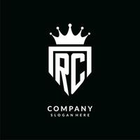 Letter RC logo monogram emblem style with crown shape design template vector