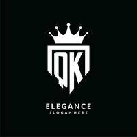 letra qk logo monograma emblema estilo con corona forma diseño modelo vector
