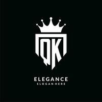 Letter QK logo monogram emblem style with crown shape design template vector