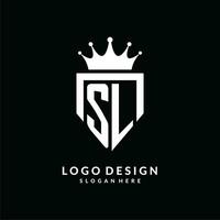 Letter SL logo monogram emblem style with crown shape design template vector