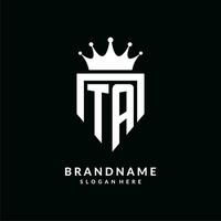 Letter TA logo monogram emblem style with crown shape design template vector