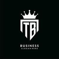 Letter TB logo monogram emblem style with crown shape design template vector